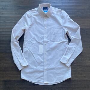STAFFORD Button Down Slim Fit Shirt Mens Sz Small 14 - 14.5 Stone CoolMax